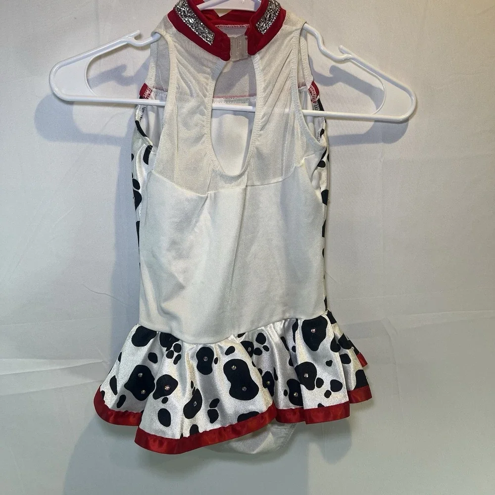 Dansco Dance Costume W/Tutu  Size MC Animal‎ Print Dalmatian Added stoned Medium